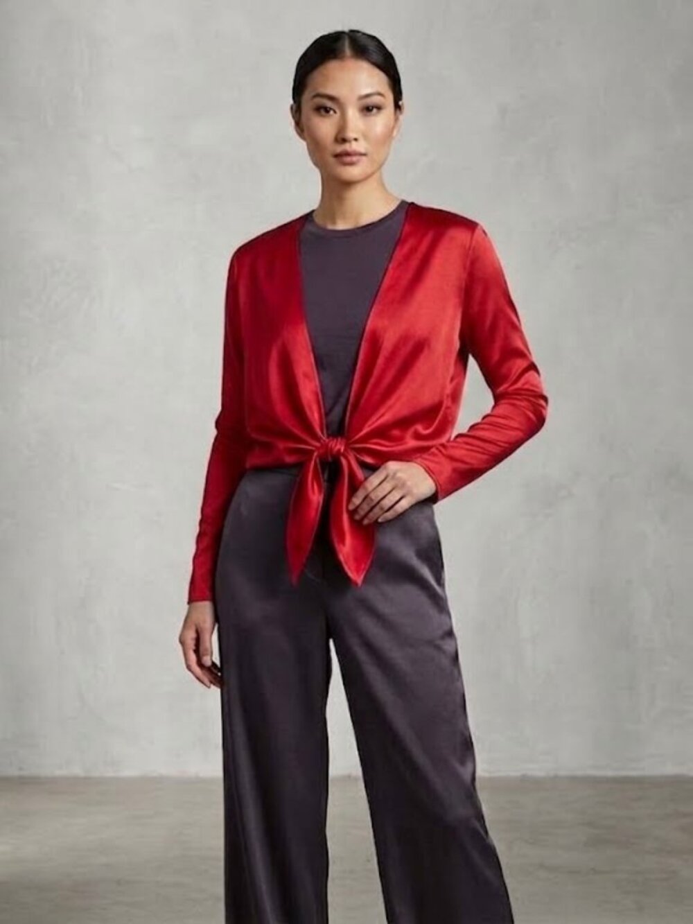 Lustrous red silk wrap